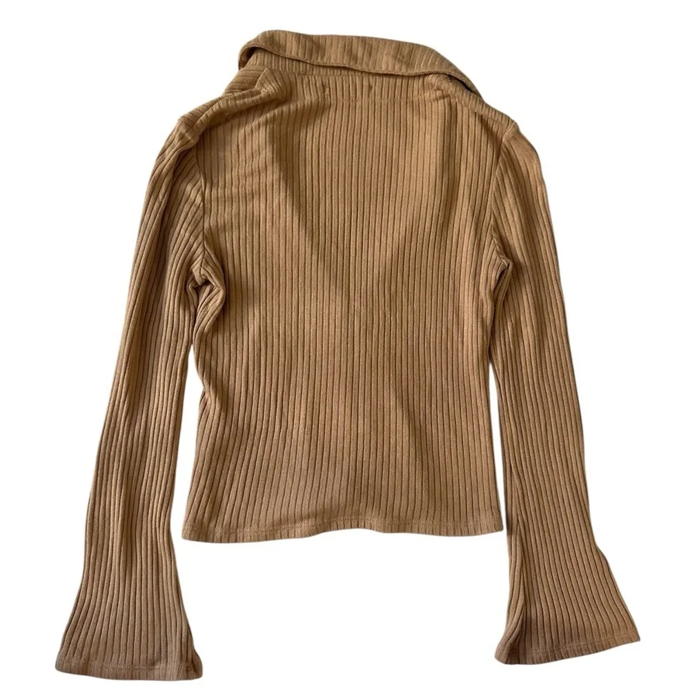Reformation Luce Ribbed Bell Sleeve Top SZ SMALL - Picture 2 of 7